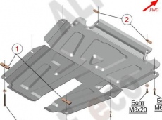 Защита алюминиевая Alfeco для картера и КПП Renault Sandero Stepway II 2013-2021